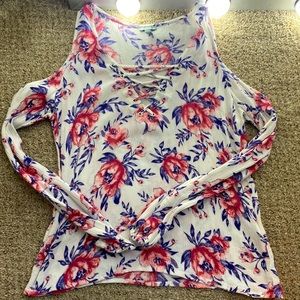 Charlotte Russe XS Floral Top - Cutout Shoulders